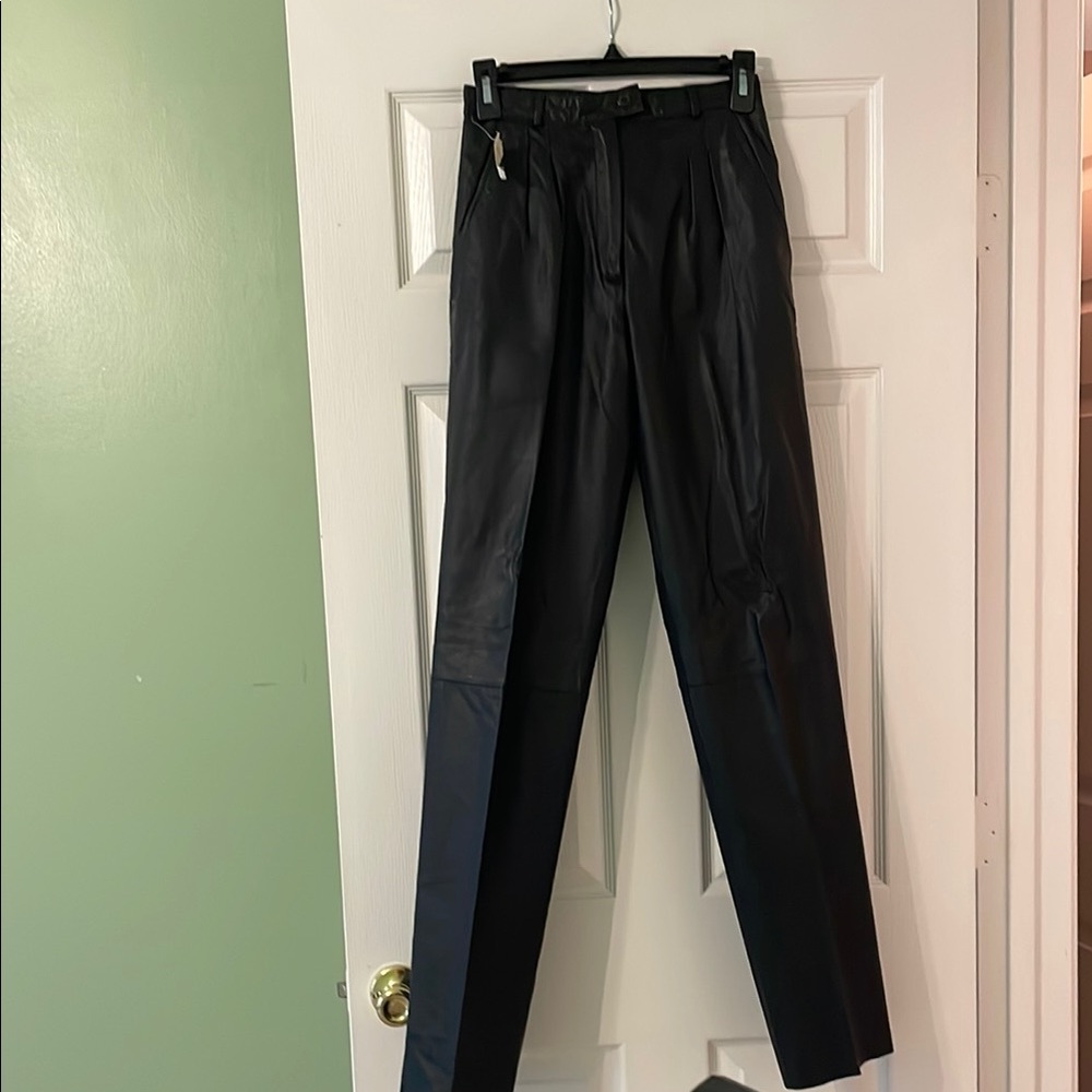 Elegant Men's Faux Leather Black Dress Pants
